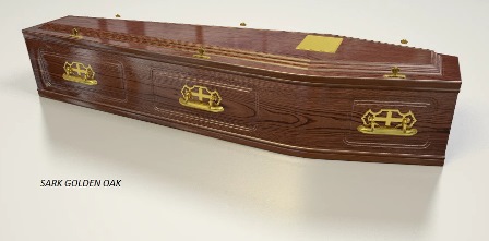 Sark coffin in golden oak finish