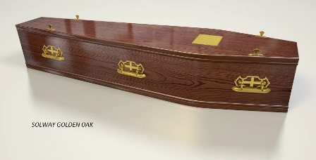Solway coffin in golden oak finish